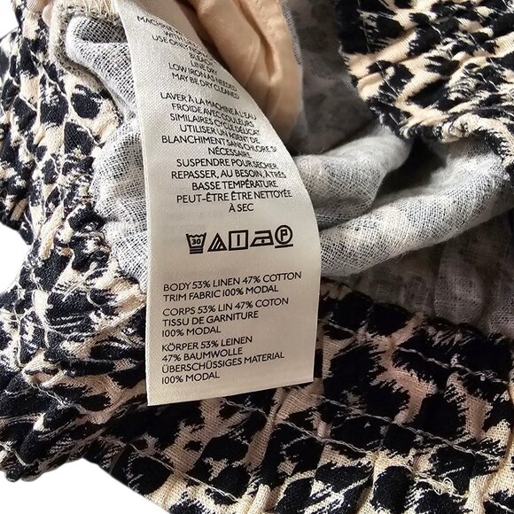 Anthropologie The Somerset Shorts, High Rise, Smocked, Linen Blend, Animal, M - Picture 7 of 9